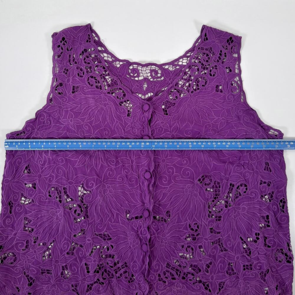 Purple Cotton Lace Button-Up Vest - Size OS to XL - Picture 3 of 7